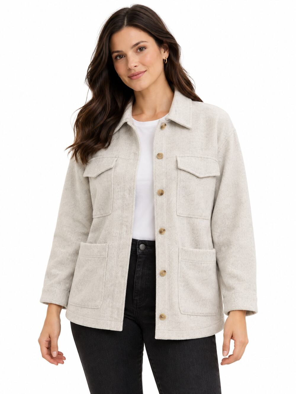 Banana Republic Cream Utility Jacket XL NWT Button Front Pockets